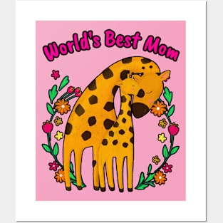 ❤️ World's Best Mom, 🦒 Giraffe Mother and Child Posters and Art